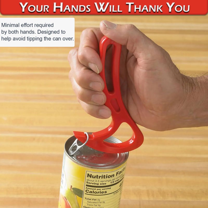 Home-X Pull Tab Can Opener - Manual Ring Pull Can Tab Opener - Easy Open Can Opener for Seniors, Protecting Nails or Arthritis - Dishwasher Safe Can Tab Opener Tool for Kitchen and Outdoors - Red - Image 5